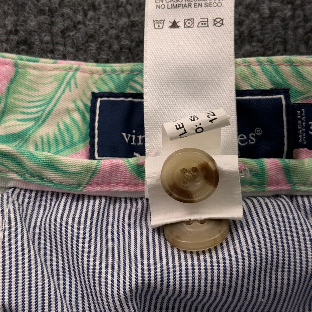 Vineyard Vines Breaker Short Mens 34 Pink Green Palm Leaf Chino Shorts READ - Picture 9 of 15